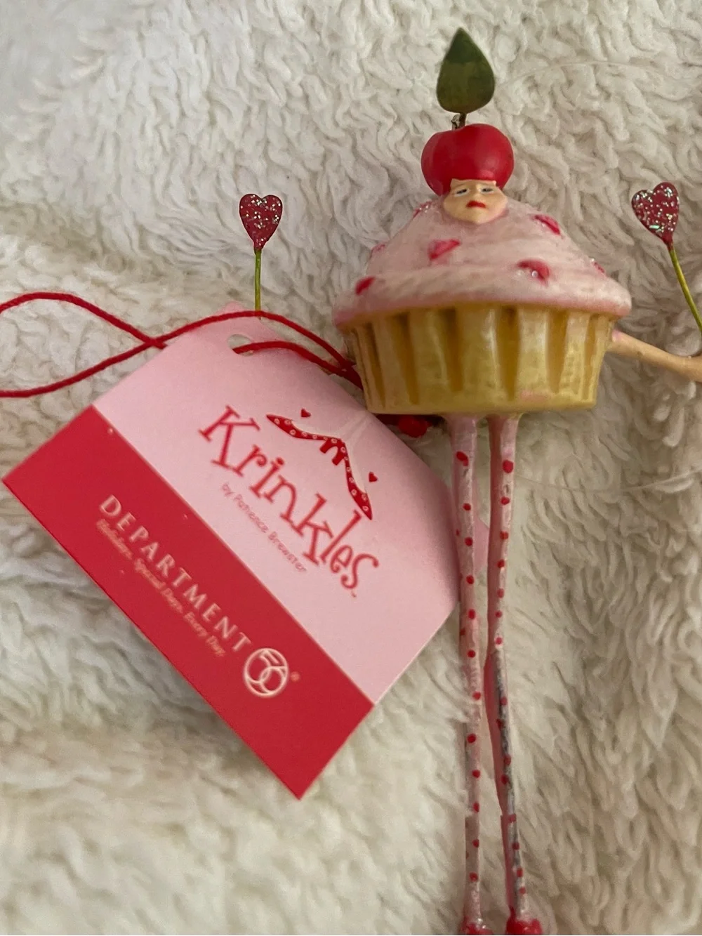Department 56 Pink and Red Cupcake Ornament Krinkles